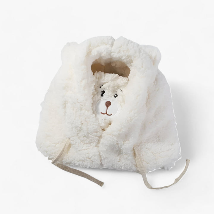 Cartoon Bear Beanie with Ear and Face Protection - Winnie-White-56-58cm-State of Style