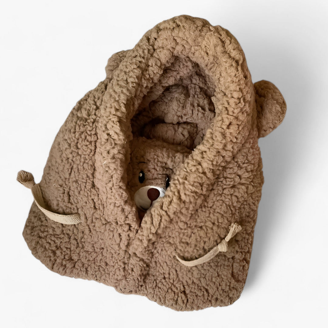 Cartoon Bear Hat with Ear and Face Protection - Winnie-Coffee-56-58cm-State of Style