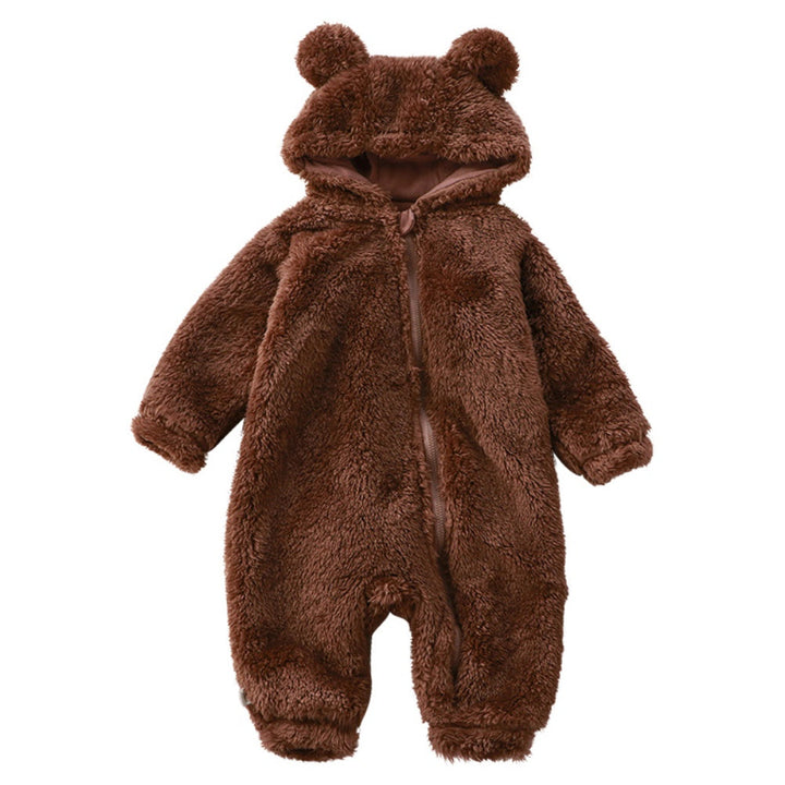 Cartoon Bear Winter Baby Onesie-Brown-0-6 Months-State of Style