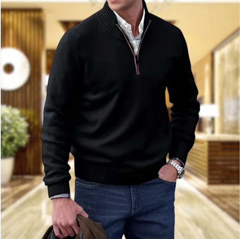 Cashmere Jumper with Zip - Mason-Brown-M-State of Style