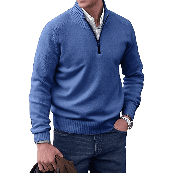 Cashmere Sweater with Zip - Mason-Blue-M-State of Style