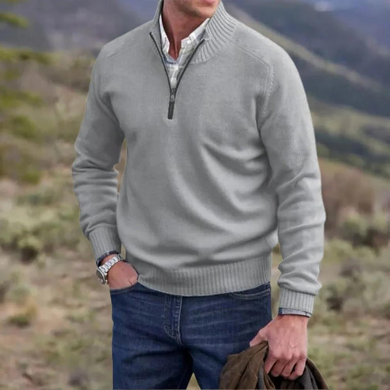 Cashmere Sweater with Zip - Mason-Brown-M-State of Style