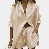Casual 2-piece Summer Set for Women - Fiora-Khaki-XS-State of Style