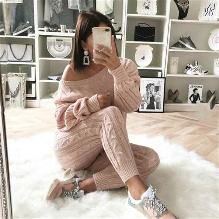 Casual Beige Two-Piece Set | Pullover and Pants-Black-S-State of Style