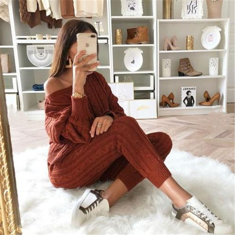 Casual Beige Two-Piece Set | Pullover and Pants-Black-S-State of Style