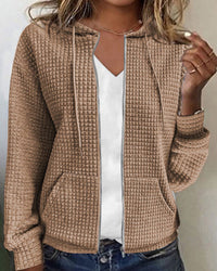 Casual Comfort Women's Jacket with Pockets and Drawstrings - Sophie-Khaki-S-State of Style