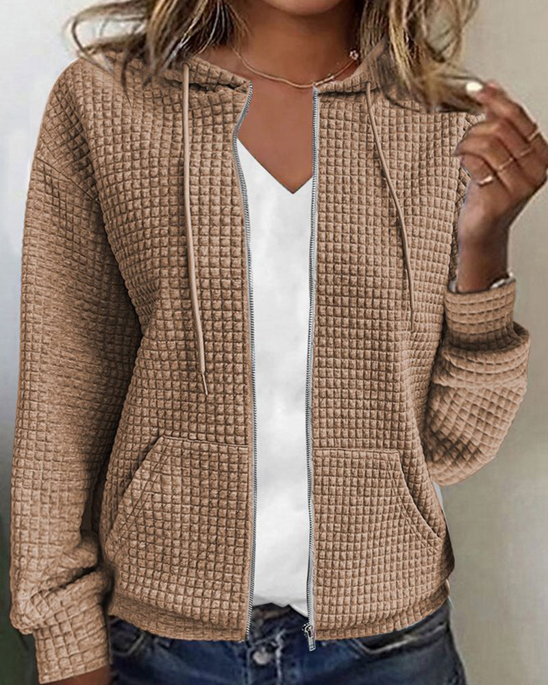 Casual Comfort Women's Jacket with Pockets and Drawstrings - Sophie-Khaki-S-State of Style