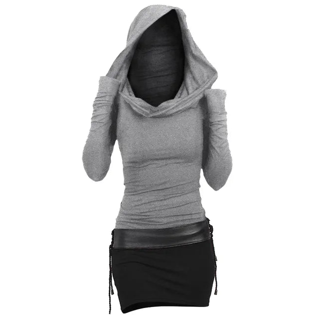 Casual & Comfortable Hoodie Dress with Long Sleeves – Selina-Gray-S-State of Style