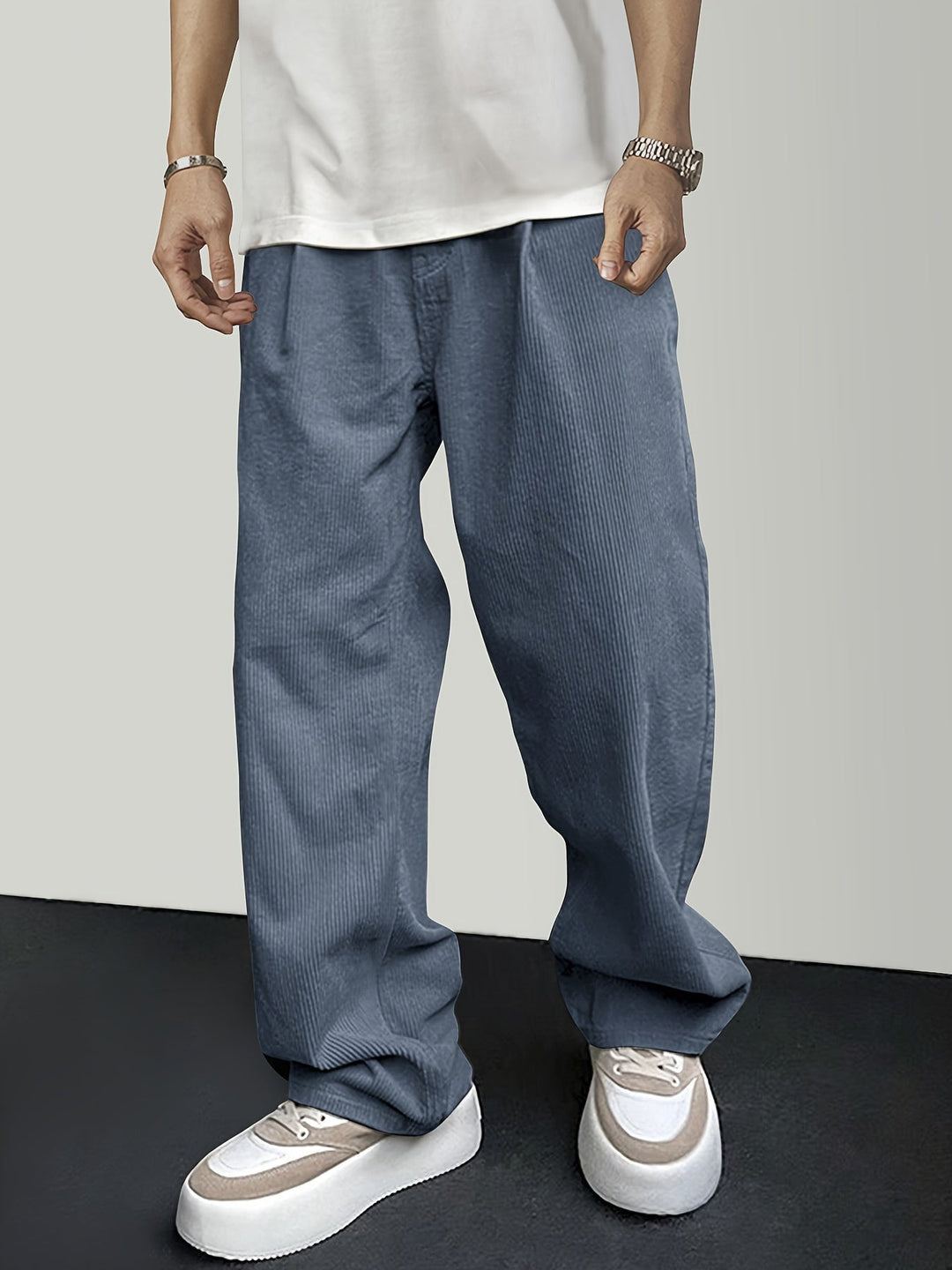 Casual Corduroy Men's Trousers with Drawstring - Mason-Black-S-State of Style