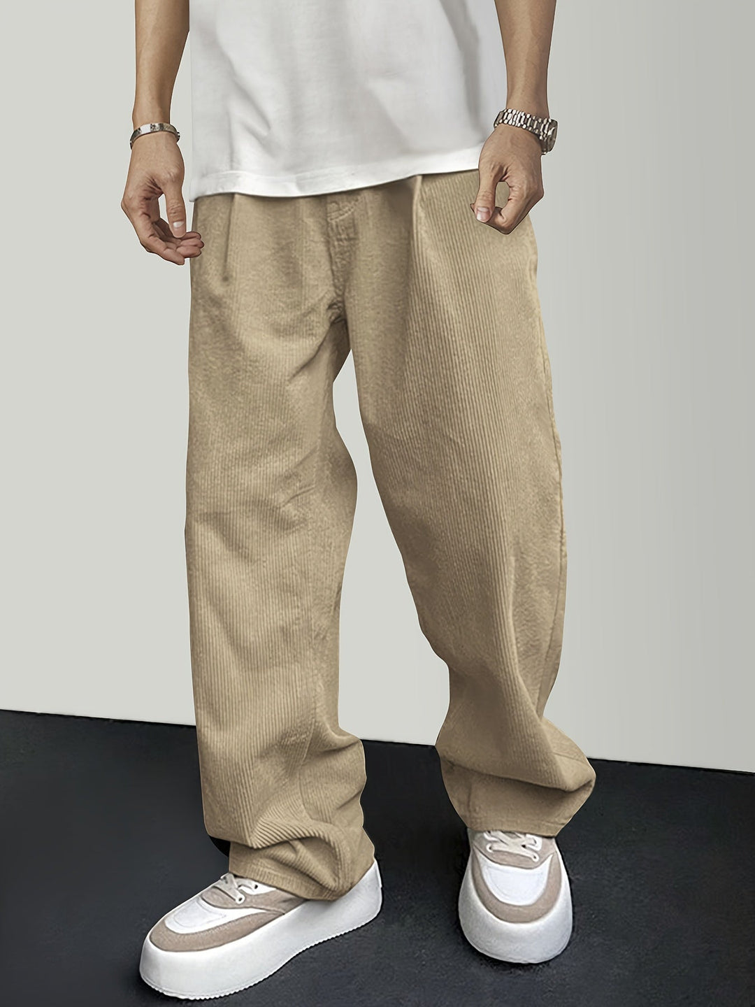 Casual Corduroy Men's Trousers with Drawstring - Mason-Black-S-State of Style