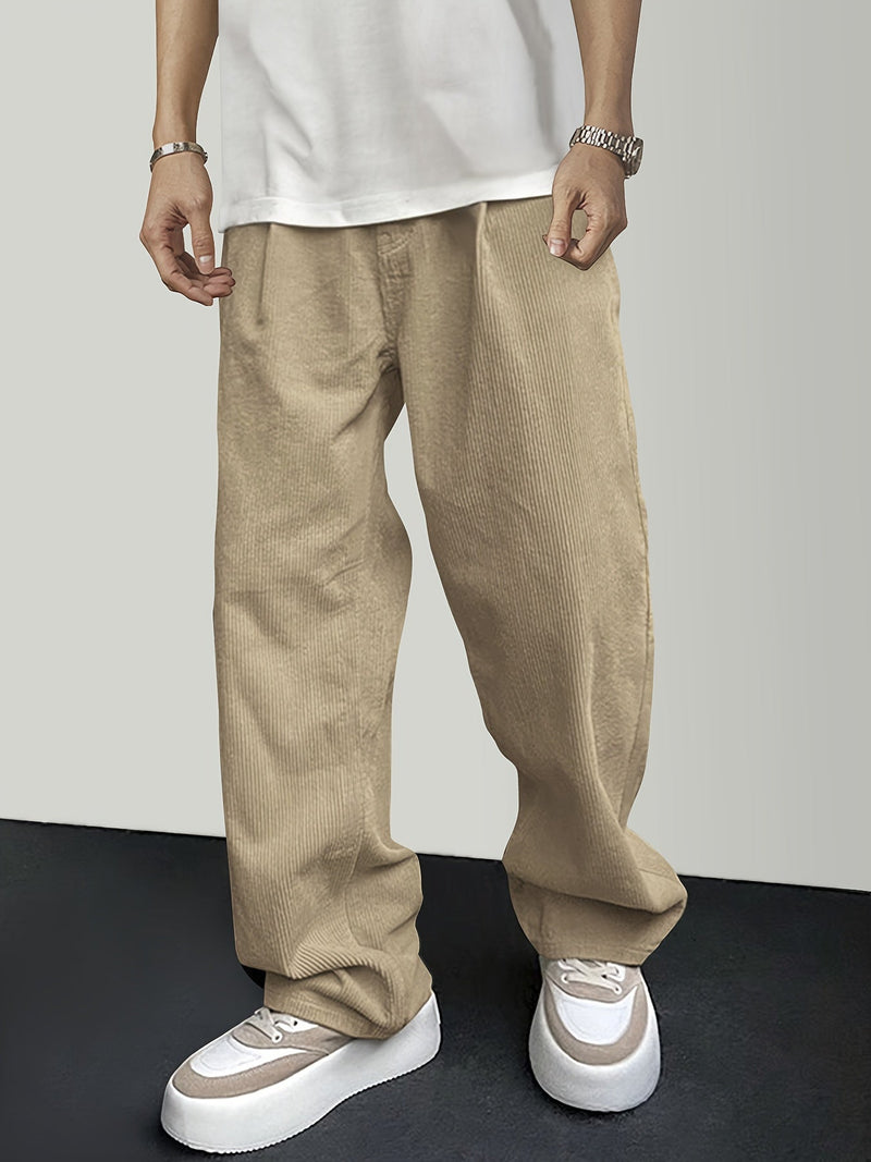 Casual Corduroy Men's Trousers with Drawstring - Mason-Black-S-State of Style