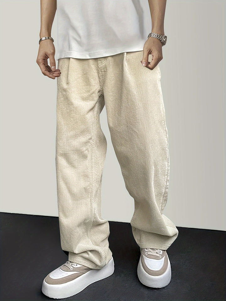 Casual Corduroy Men's Trousers with Drawstring - Mason-Light Yellow-S-State of Style