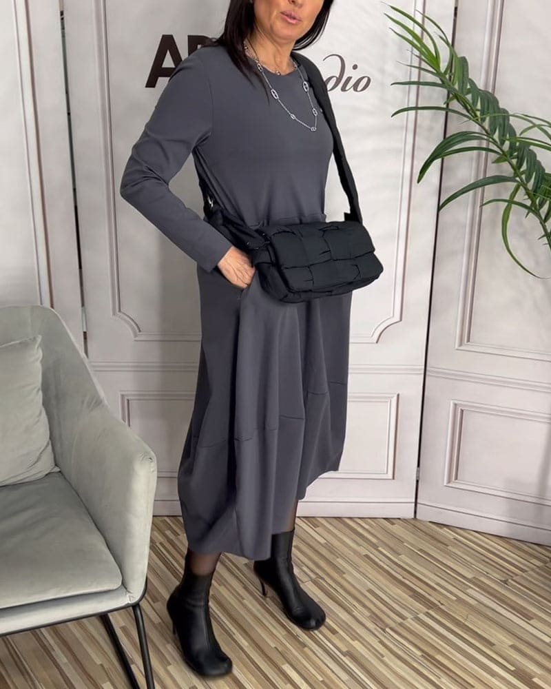 Casual Daily Dress with Round Neck - Sophie-S-State of Style