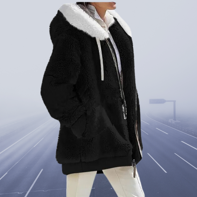 Casual Fleece Vest with Hood - Elena-Black-S-State of Style