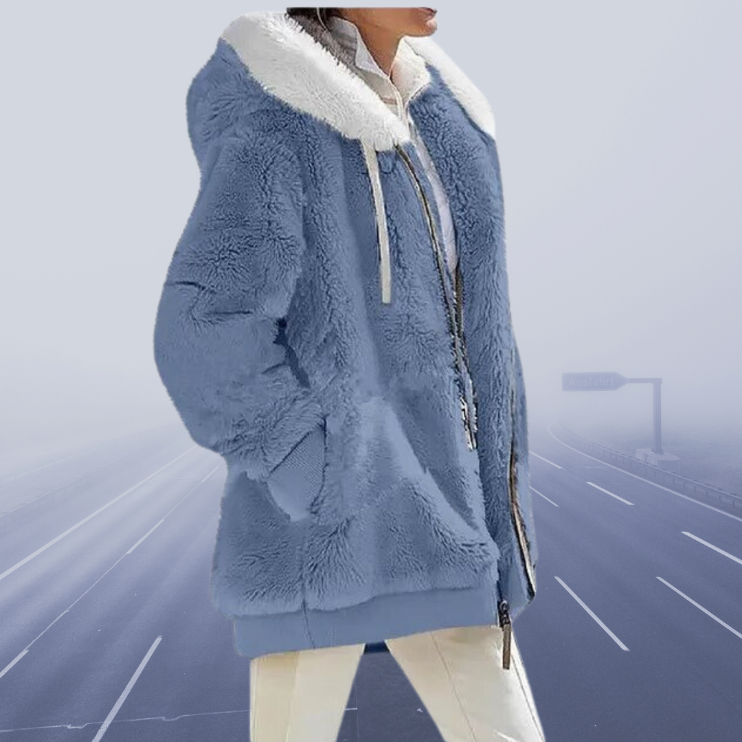 Casual Fleece Vest with Hood - Elena-Blue-S-State of Style