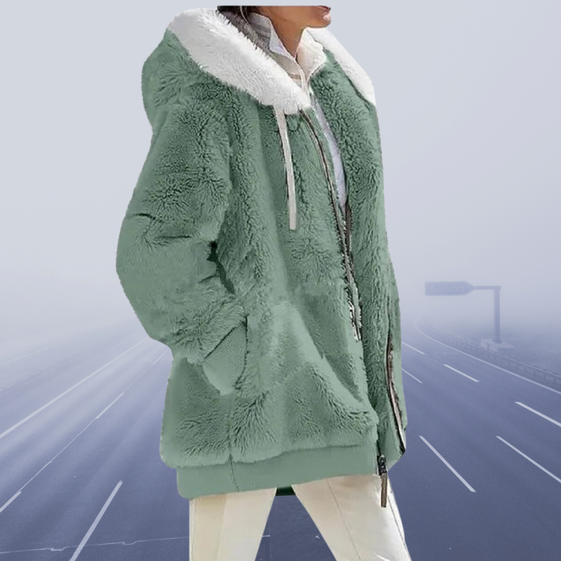 Casual Fleece Vest with Hood - Elena-Green-S-State of Style