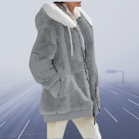 Casual Fleece Vest with Hood - Elena-Light Grey-S-State of Style