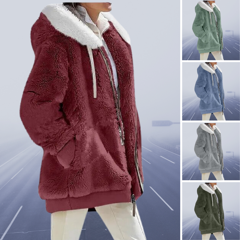 Casual Fleece Vest with Hood - Elena-Olive Green-S-State of Style