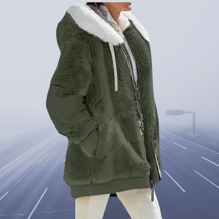 Casual Fleece Vest with Hood - Elena-Olive Green-S-State of Style