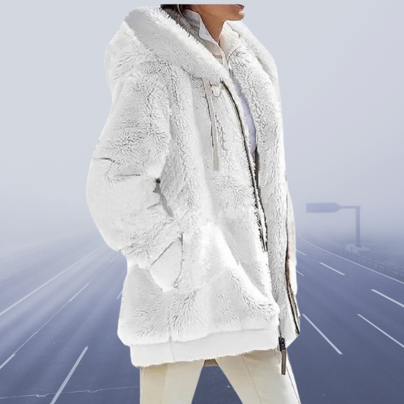 Casual Fleece Vest with Hood - Elena-White-S-State of Style