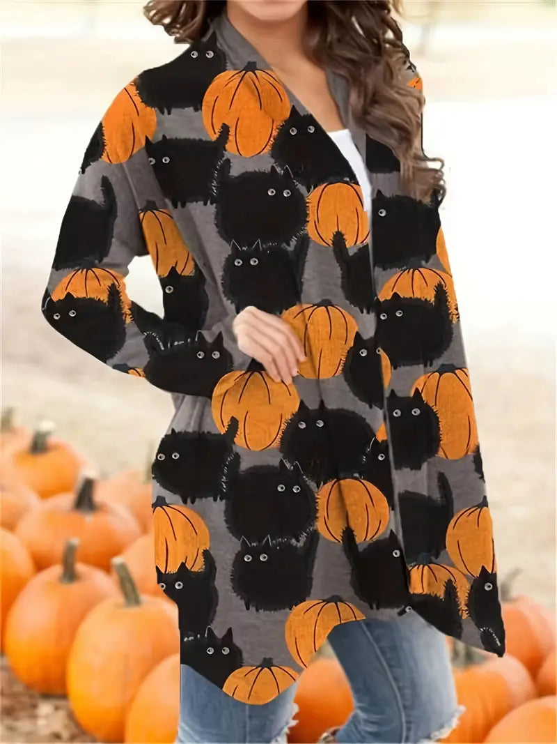 Casual Halloween Pumpkin Ladies' Vest - Luna-Multicoloured-S-State of Style