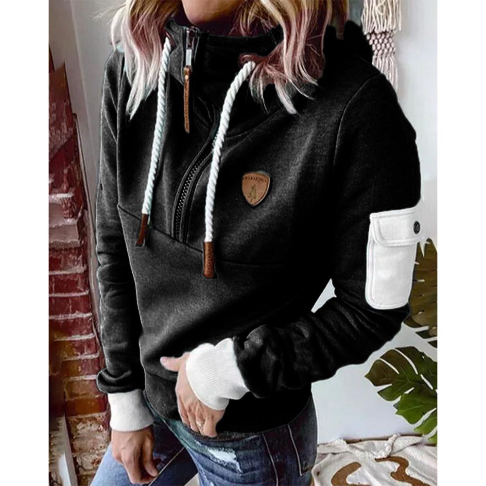 Casual Hoodie in Solid Colour - Luna-Black-S-State of Style