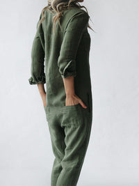 Casual Jumpsuit – Liv | 100% Cotton, With Handy Pockets-Green-S-State of Style