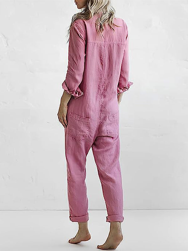 Casual Jumpsuit – Liv | 100% Cotton, With Handy Pockets-Green-S-State of Style