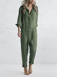 Casual Jumpsuit – Liv | 100% Cotton, With Handy Pockets-Green-S-State of Style