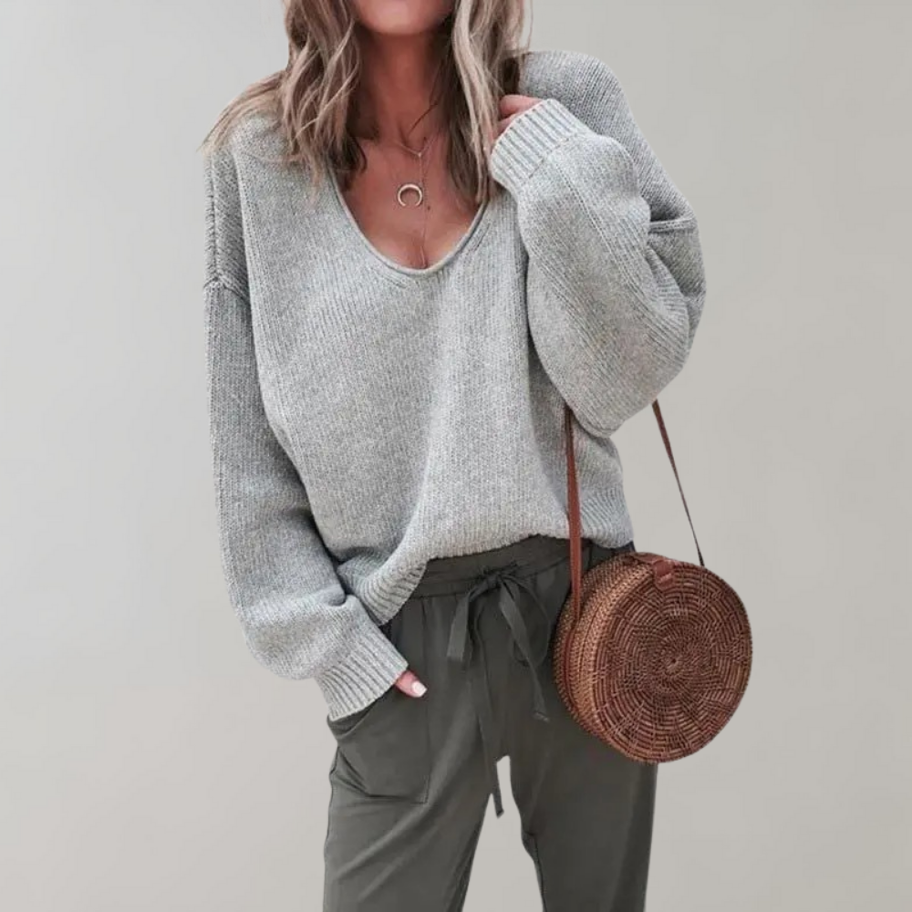 Casual Knit Women’s Sweater - Mila-Light Grey-S-State of Style