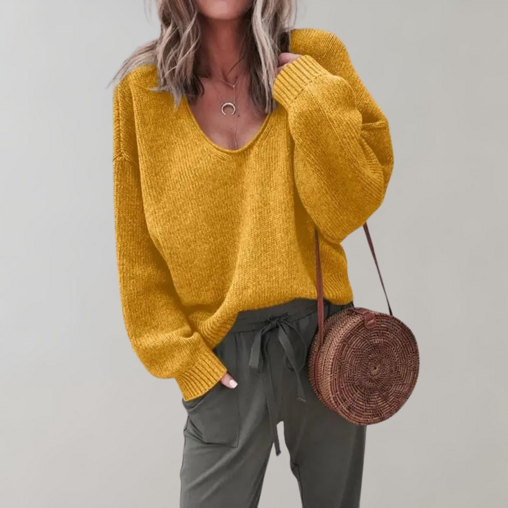 Casual Knit Women’s Sweater - Mila-Yellow-S-State of Style