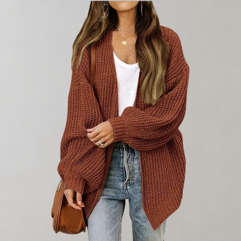 Casual Knitted Women's Cardigan - Aria-Coffee-S-State of Style