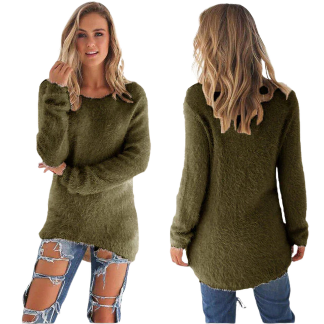 Casual Ladies Sweater - Ella-Olive Green-S-State of Style