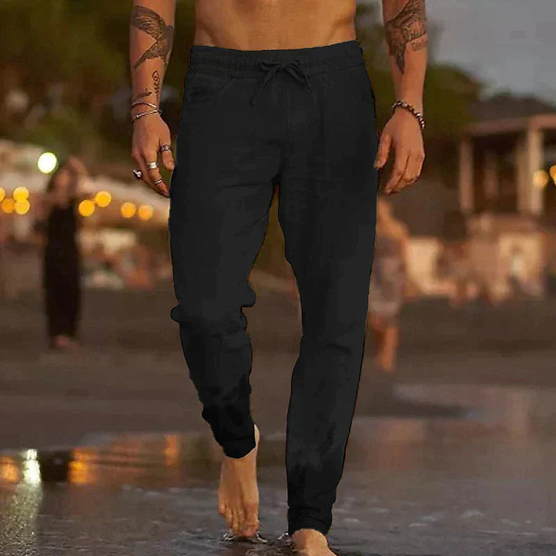 Casual Linen Trousers for Men – Luca-Black-S-State of Style