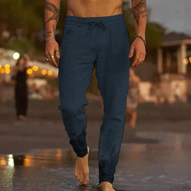 Casual Linen Trousers for Men – Luca-Dark blue-S-State of Style