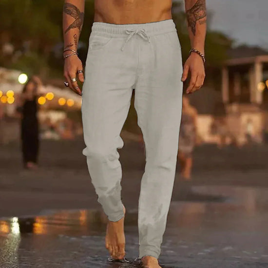 Casual Linen Trousers for Men – Luca-Light grey-S-State of Style