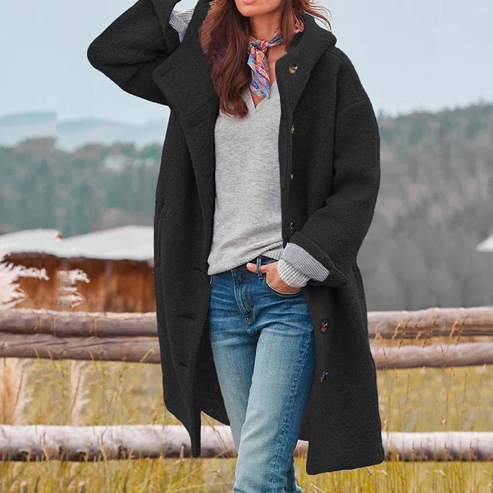 Casual Long Women's Coat - Aria-Black-S-State of Style