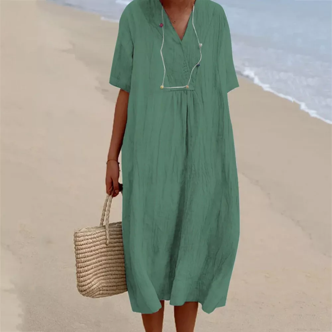 Casual Loose Summer Dress - Lucia-Green-S-State of Style