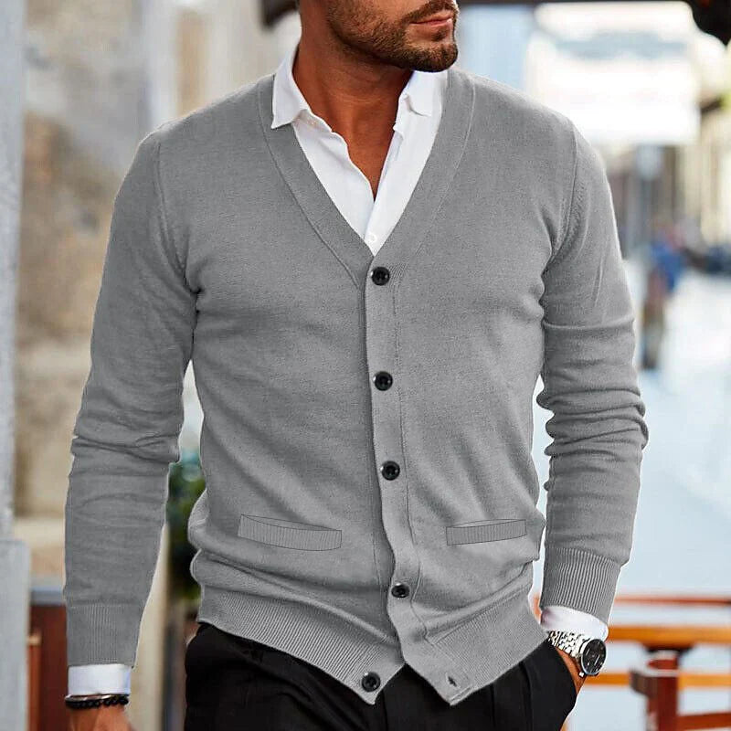 Casual Men's Cardigan - Elias-Bordeaux red-S-State of Style