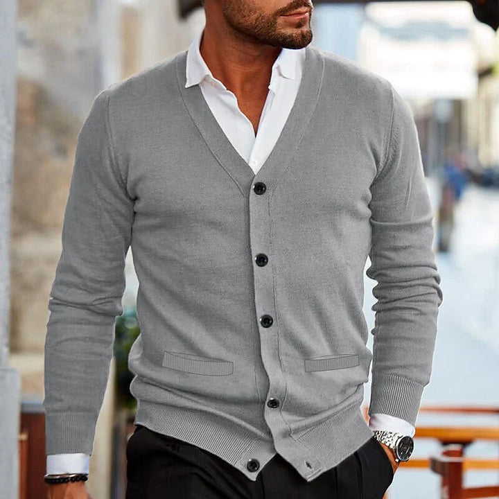Casual Men's Cardigan - Elias-Bordeaux red-S-State of Style
