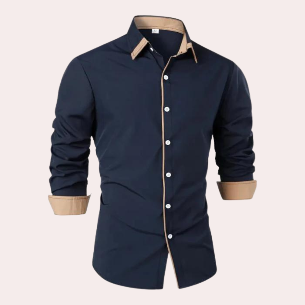 Casual Men's Dress Shirt for Warm Days - Luca-Dark blue-XS-State of Style