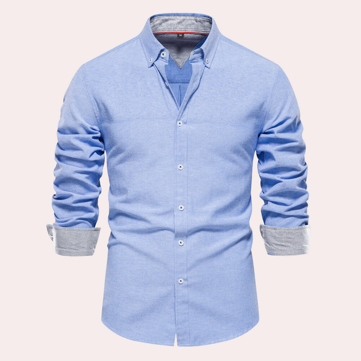 Casual Men's Shirt with Long Sleeves - Remy-Blue-S-State of Style