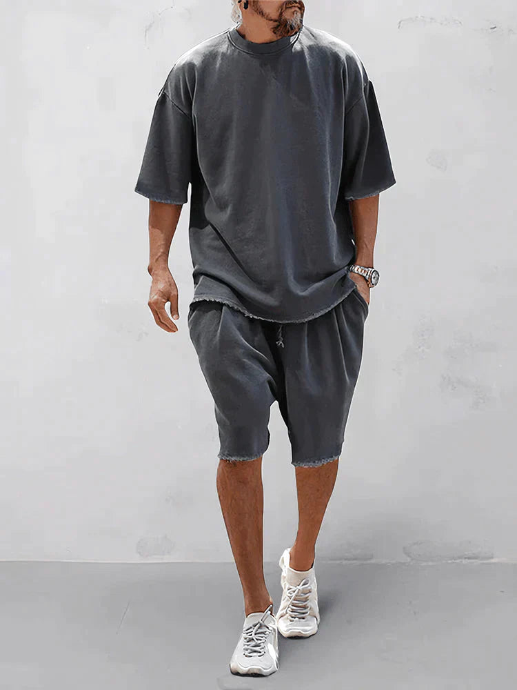 Casual men's sports set in loose-fit style – Cassian-Dark grey-S-State of Style