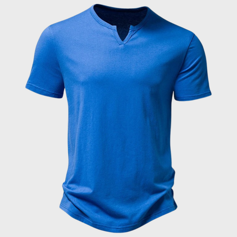 Casual Men's T-Shirt with Henley Collar - Cody-Blue-S-State of Style