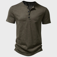 Casual Men's T-Shirt with Henley Collar - Cody-Green-S-State of Style