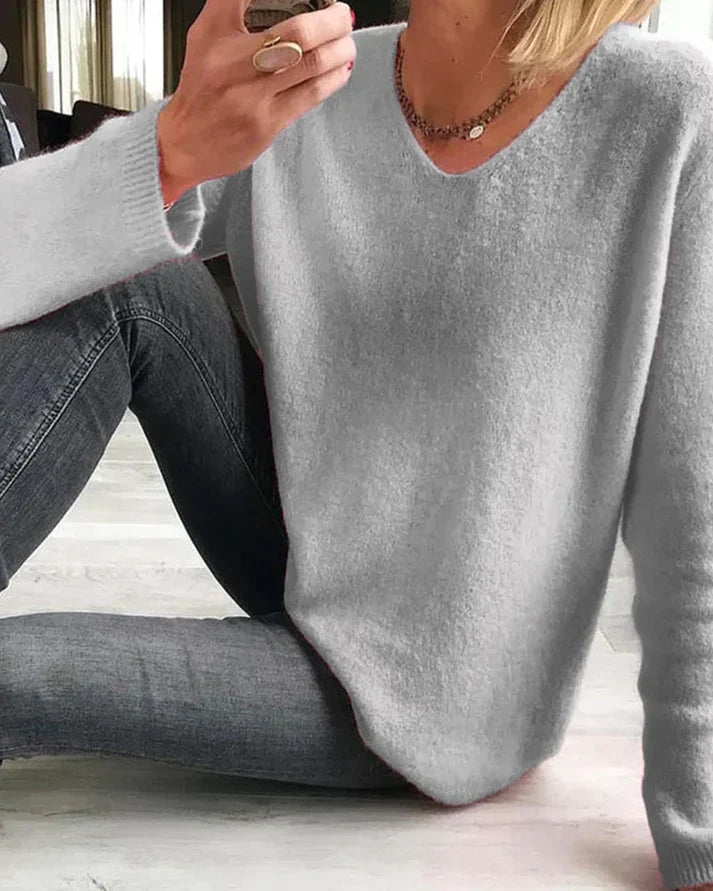 Casual Plain Women's Sweater - Sophie-Pink-S-State of Style