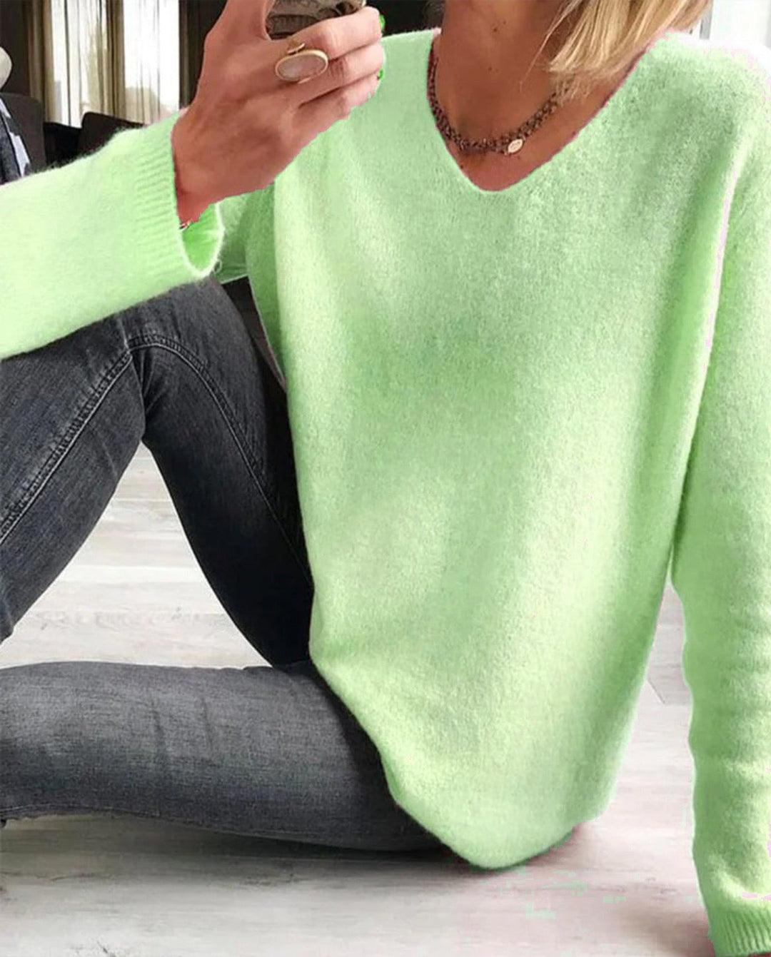 Casual Plain Women's Sweater - Sophie-Pink-S-State of Style
