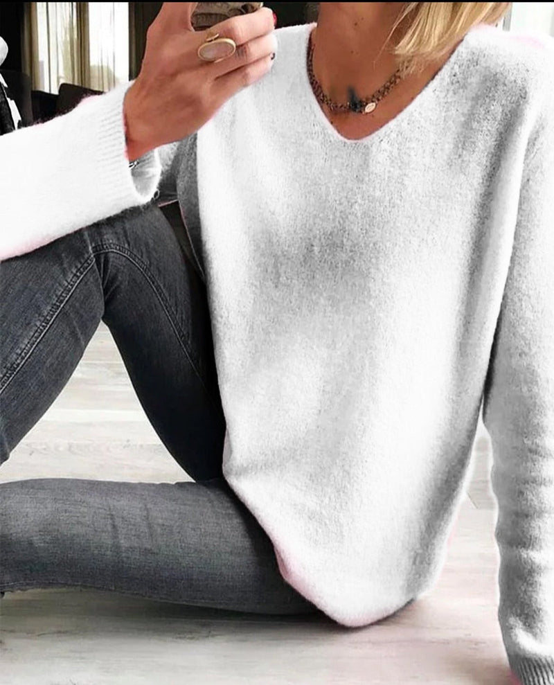 Casual Plain Women's Sweater - Sophie-White-S-State of Style