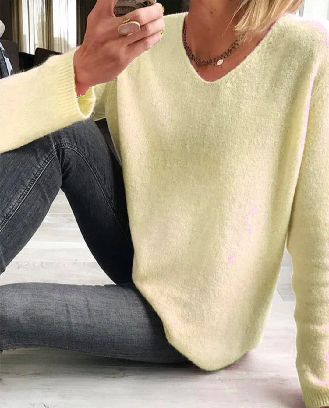 Casual Plain Women's Sweater - Sophie-Yellow-S-State of Style