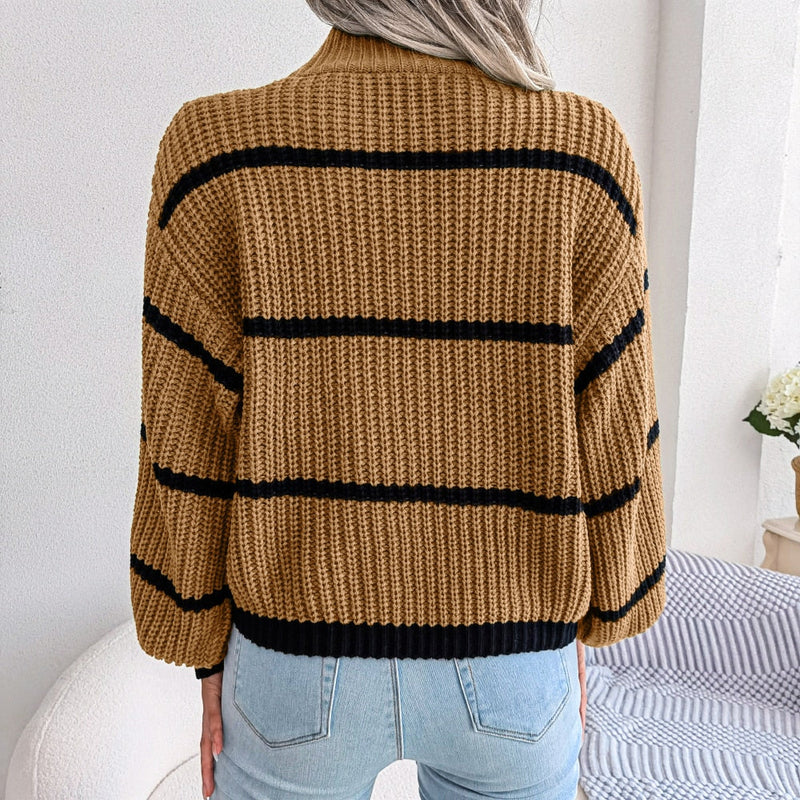 Casual Ribbed Roll Neck - Elara-Olive Green-S-State of Style